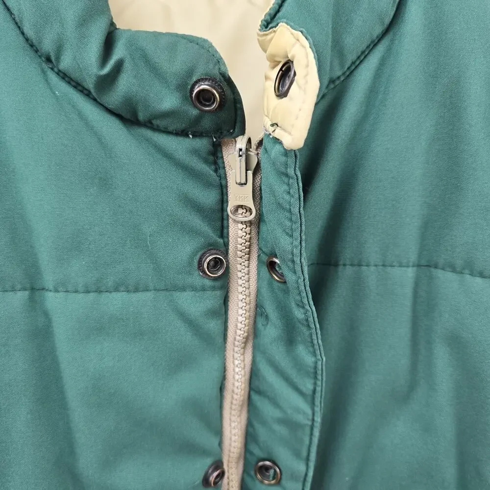 Vintage Lacoste Puffer Vest Mens Medium Green 90s Revirsible Full Zip Snap